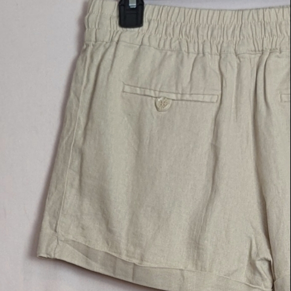 Love Tree Linen Beige Drawstring Waist Shorts with Pockets size Large - Picture 6 of 9